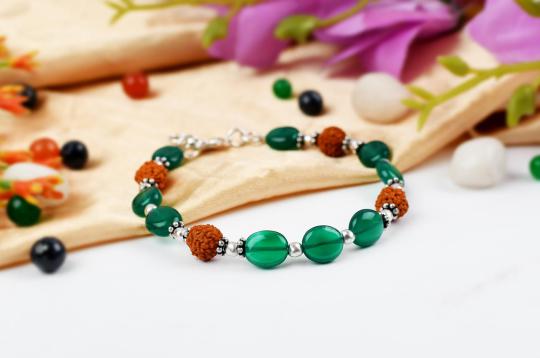 Rudraksha and Green Onyx bracelet - I