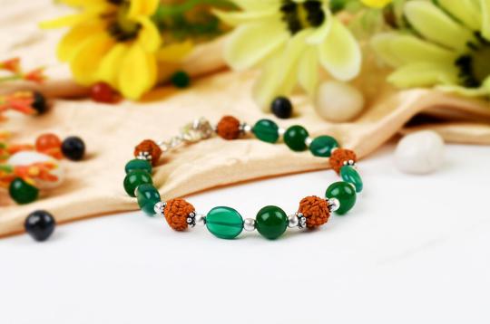 Rudraksha and Green Onyx bracelet - II