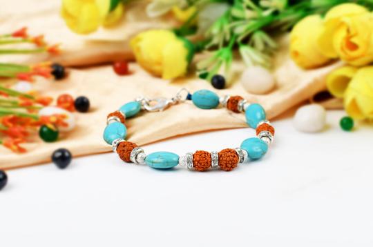 Rudraksha and Turquoise bracelet