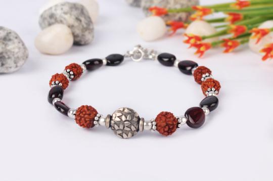 Rudraksha Garnet Bracelet - Design III