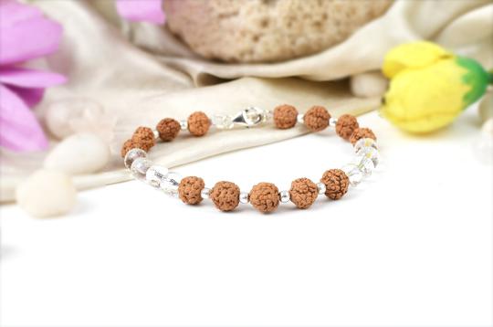 9 mukhi Rudraksha and faceted sphatik Bracelet
