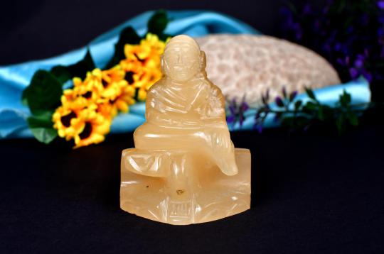 Sai Baba statue in Yellow Jade