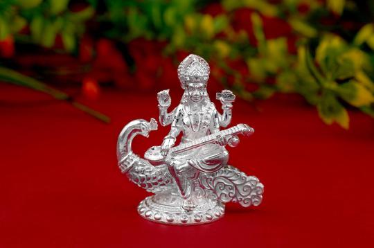 Saraswati In Pure Silver - I