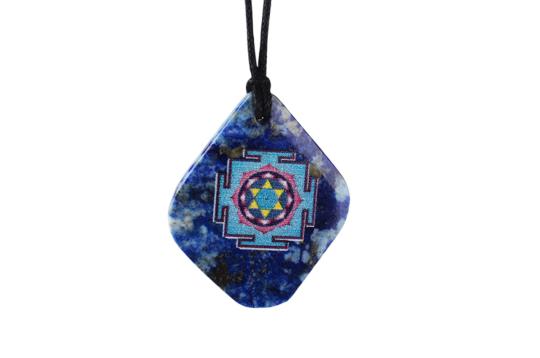 Saraswati Yantra Pendant on Lapis Lazuli