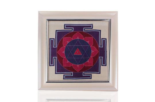 Shiva Yantra on silk with frame