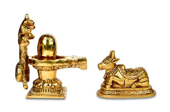 Shivaling with Nandi in Brass - VI
