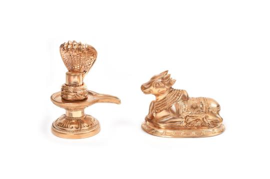 Shiva lingam with Nandi in Bronze