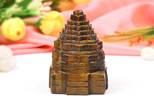 Shree Yantra in Tiger Eye Stone - 182 gms