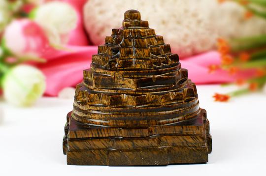 Shree Yantra in Tiger Eye Stone - 404 gms
