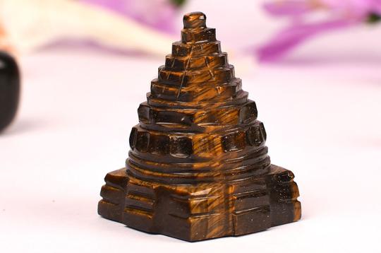 Shree Yantra in Tiger Eye Stone - 50 gms