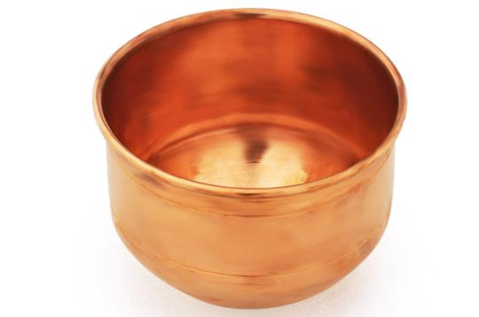 Small domed puja bowl in copper