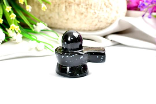 Snowflakes Obsidian Shivling - 64 gms
