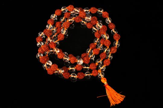 Sphatik and Rudraksha  mala  in  thread