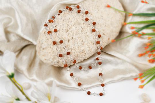 Sphatik and Rudraksha necklace in silver