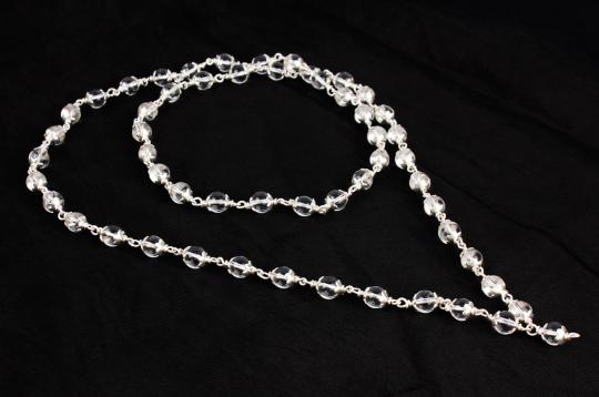 Sphatik mala in silver with caps