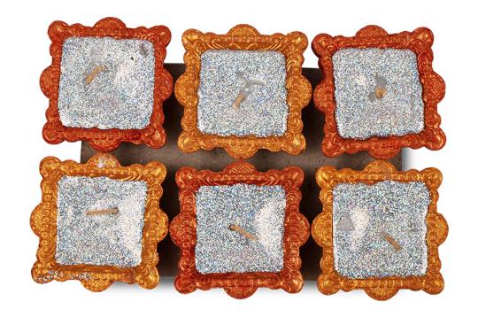 Square Design Earthen Diya - Set of 6