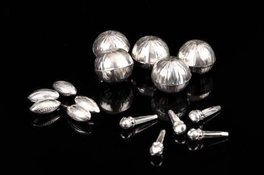 Supari Clove Cardamom in pure Silver - Set of 5