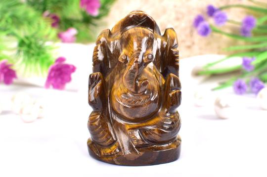 Tiger Eye Ganesha - 110 gms - I