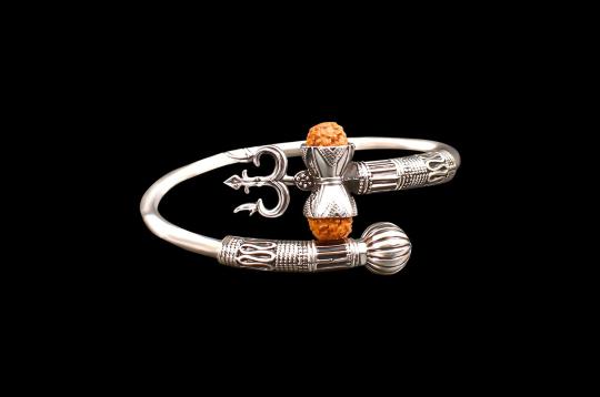 Trishul Designer Kada in Pure silver - I