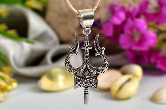 Trishul with Damru Locket in pure silver