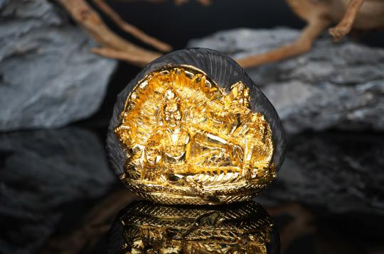 Vishnu Laxmi Shaligram Murti - Gold Plated