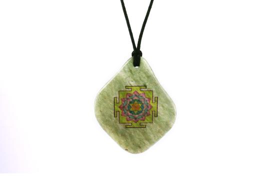 Vishnu Yantra Pendant on Green Jade