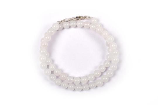 White Agate Round mala - 8mm