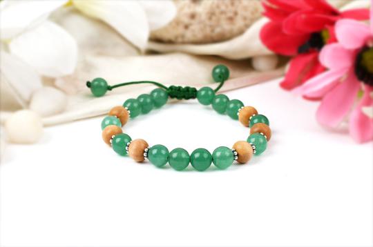 White Sandal and Green Jade Bracelet