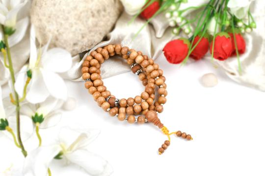 White Sandal beads Mala