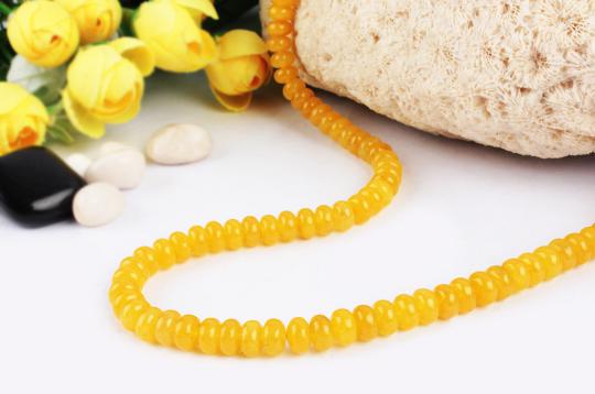 Yellow Agate Necklace - Elliptical beads