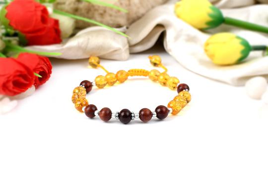 Yellow Citrine and Red Sandalwood Bracelet