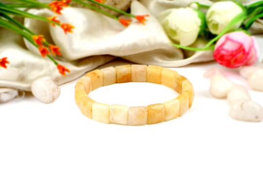 Yellow Jade Bracelet - Square Beads