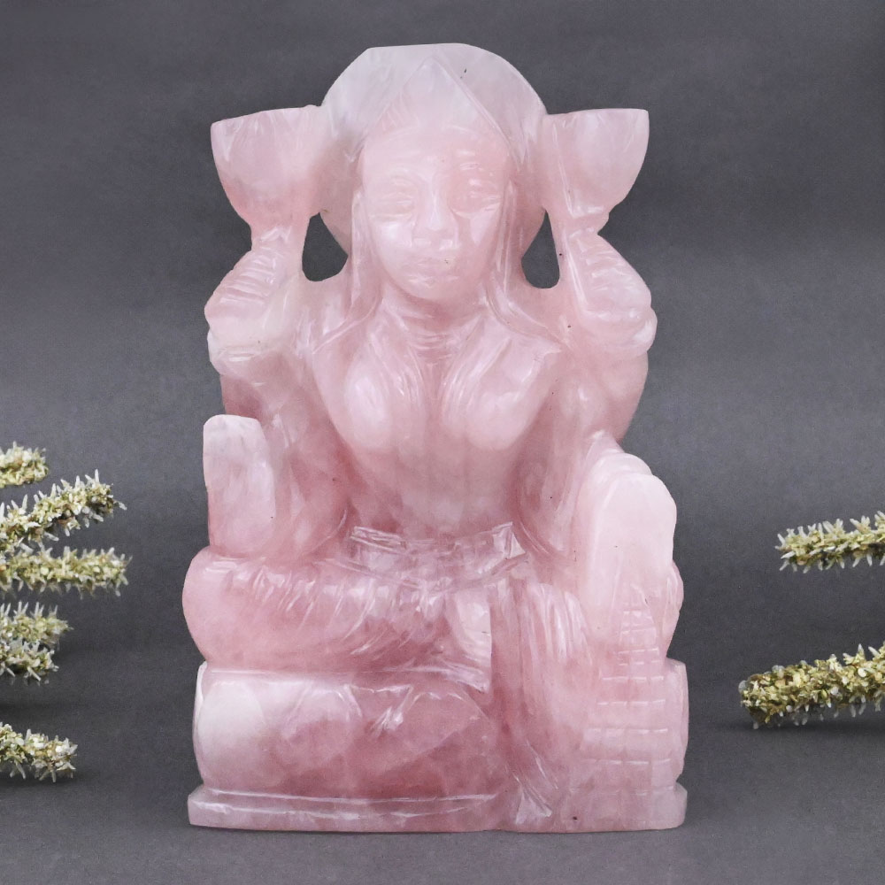 Rose Quartz Laxmi Idol - 520 gms