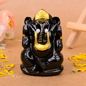 Black Agate Ganesh Idol - 145 gms
