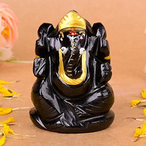 Black Agate Ganesh Idol - 109 gms