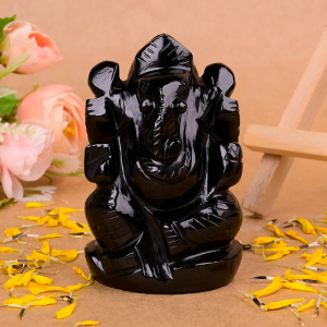 Black Agate Ganesh Idol - 211.83 gms