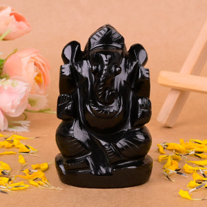 Black Agate Ganesh Idol - 217.44 gms
