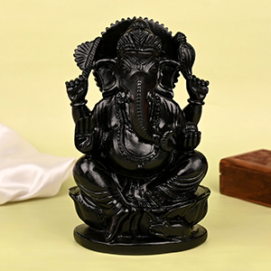 Black Jade Ganesha Idol - 1.825 kgs