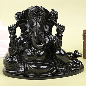 Black Jade Ganesha Idol - 1.282 kgs