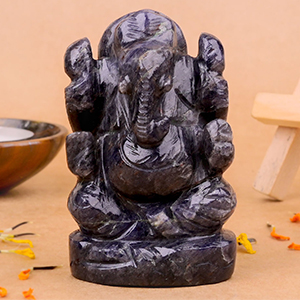 Blue Jade Ganesha Idol - 141 gms