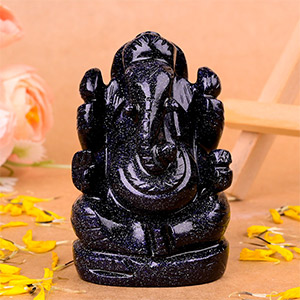 Blue Sunstone Ganesha Idol - 136 gms