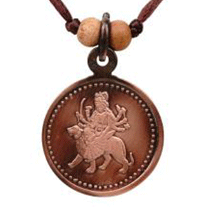 Durga Yantra Locket Copper Large With Copper Chain