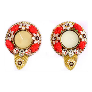 Lotus/Rose Crafted Designer Diyas (Set Of 2)