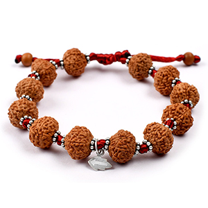10 Mukhi Krishna Bracelet from Java with Silver Chakri in Thread