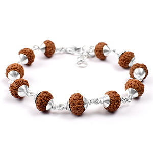 10 Mukhi Krishna Bracelet from Java with Silver Caps