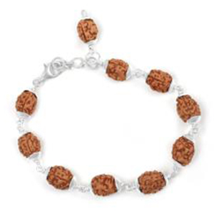 3 Mukhi Mahajwala Bracelet from Java with Plain Silver Caps