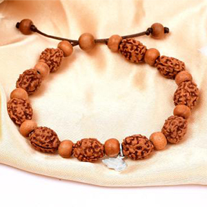 3 mukhi Mahajwala Bracelet from Java with White Sandalwood Beads