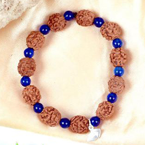 4 Mukhi Brahma Bracelet from Java with Blue Jade Beads