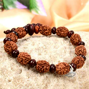 4 Mukhi Brahma Bracelet from Java with Red Sandalwood Beads