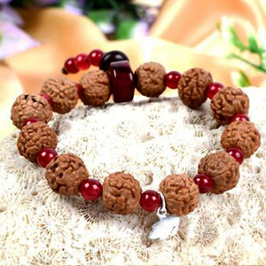 6 Mukhi Mars Bracelet from Java with Red Agate Beads